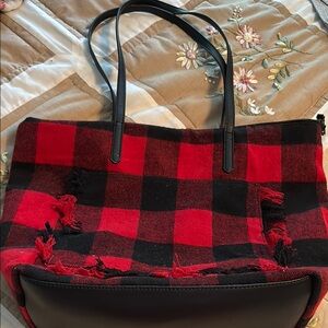 Plaid Red and Black Tote Bag